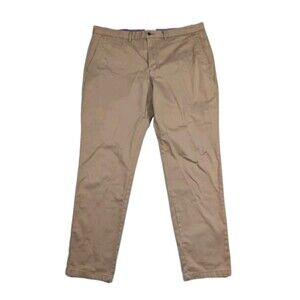 Perk Pants Mens 38x32 Khaki Slim Fit Stretch Chino Casual Dress Flat Front